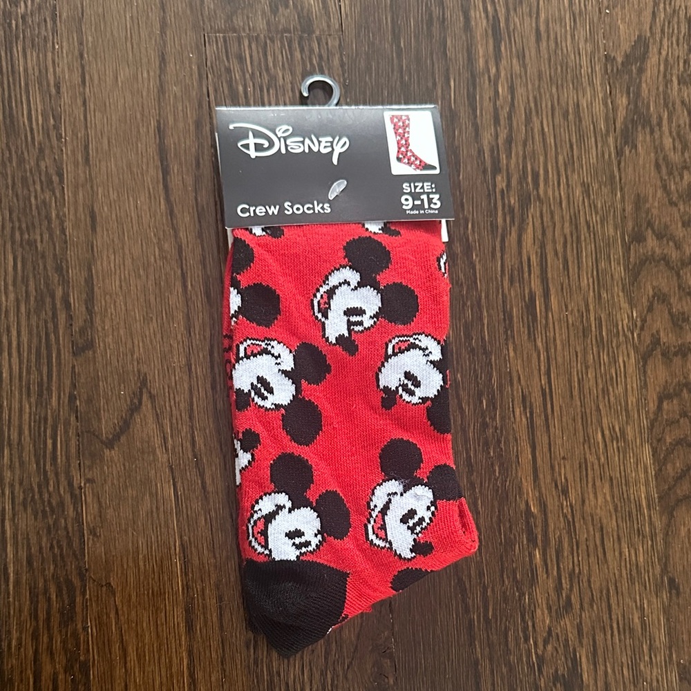 Disney Red and Black Mickey Mouse Crew Socks